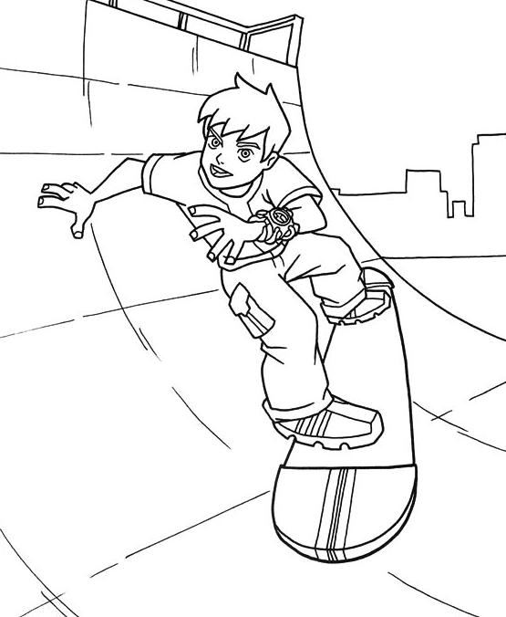 coloriage ben 10 surf